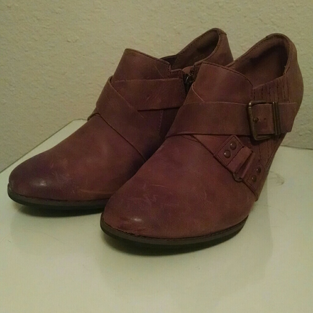 Clark's brown buckle ankle boots